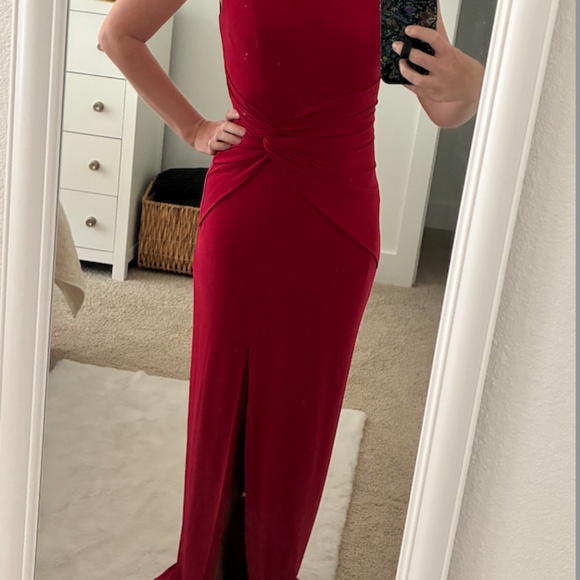 Red Formal Jersey Knotted Apple Long Dress Sz 2 - Picture 3 of 6